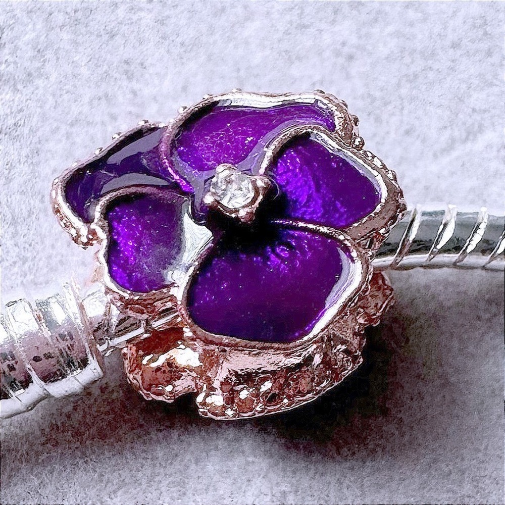 Purple Flower Charm fits PANDORA